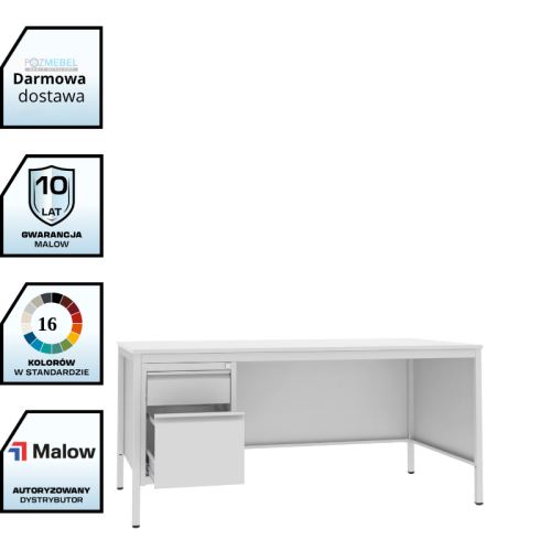 Biurko lekarskie BIM 032 st 740x1600x800 mm Malow z kontenerkiem i szufladą na teczki A4 z darmową dostawą