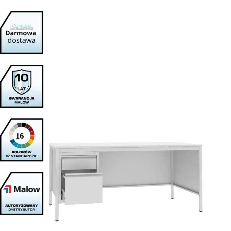 Biurko lekarskie BIM 032 st 740x1600x800 mm Malow z kontenerkiem i szufladą na teczki A4 z darmową dostawą