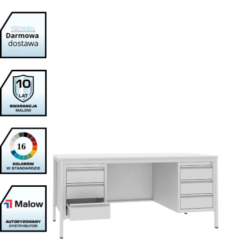 Biurko lekarskie BIM 051 st 740x1600x800 mm Malow z dwoma kontenerkami 6 szuflad RODO z darmową dostawą