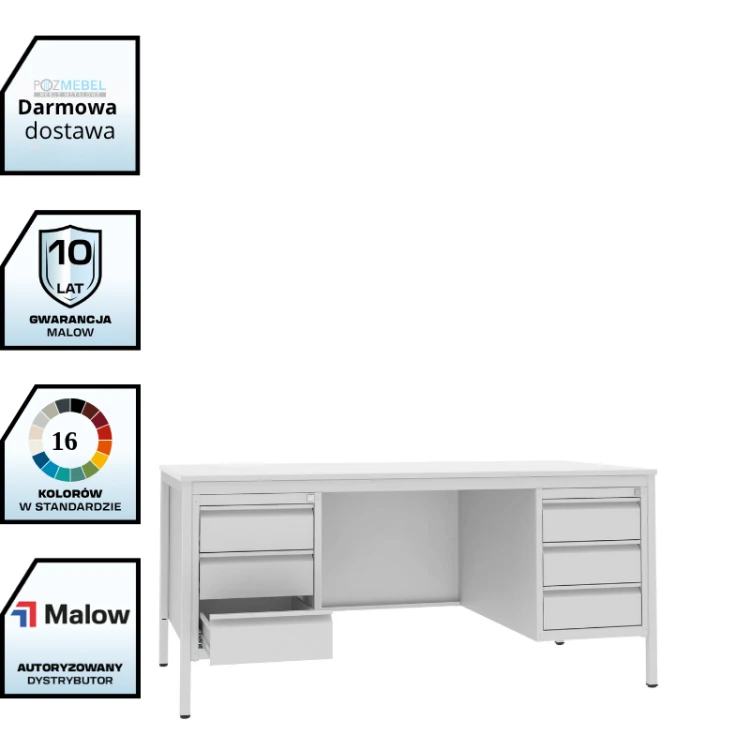 Biurko lekarskie BIM 051 st 740x1600x800 mm Malow z dwoma kontenerkami 6 szuflad RODO z darmową dostawą