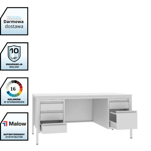 Biurko lekarskie BIM 055 st 740x1600x800 mm Malow z 2 kontenerkami i szufladą A4 z darmową dostawą