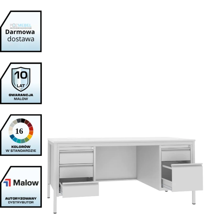 Biurko lekarskie BIM 055 st 740x1600x800 mm Malow z 2 kontenerkami i szufladą A4 z darmową dostawą