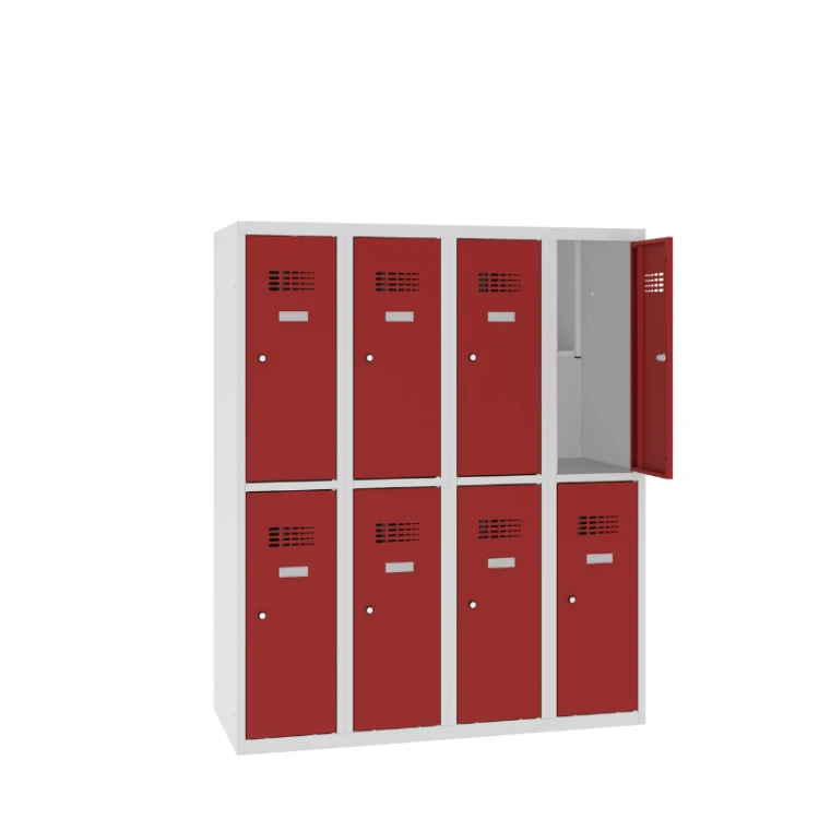 Otwarta metalowa szafka szkolna schowkowa 120 cm MSUS 342S – 8 skrytek, wysokość 1450 mm z darmową dostawą