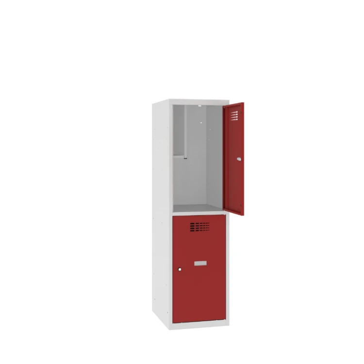 Otwarta metalowa szafka szkolna schowkowa 40 cm MSUS 412S – 2 skrytki, wysokość 1450 mm z darmową dostawą