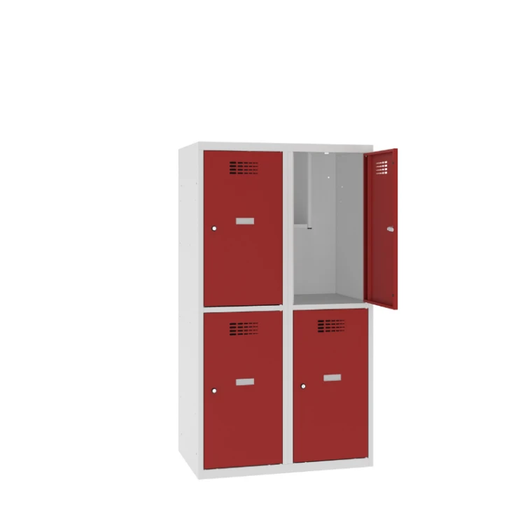 Otwarta metalowa szafka szkolna schowkowa 80 cm MSUS 422S – 4 skrytki, wysokość 1450 mm z darmową dostawą