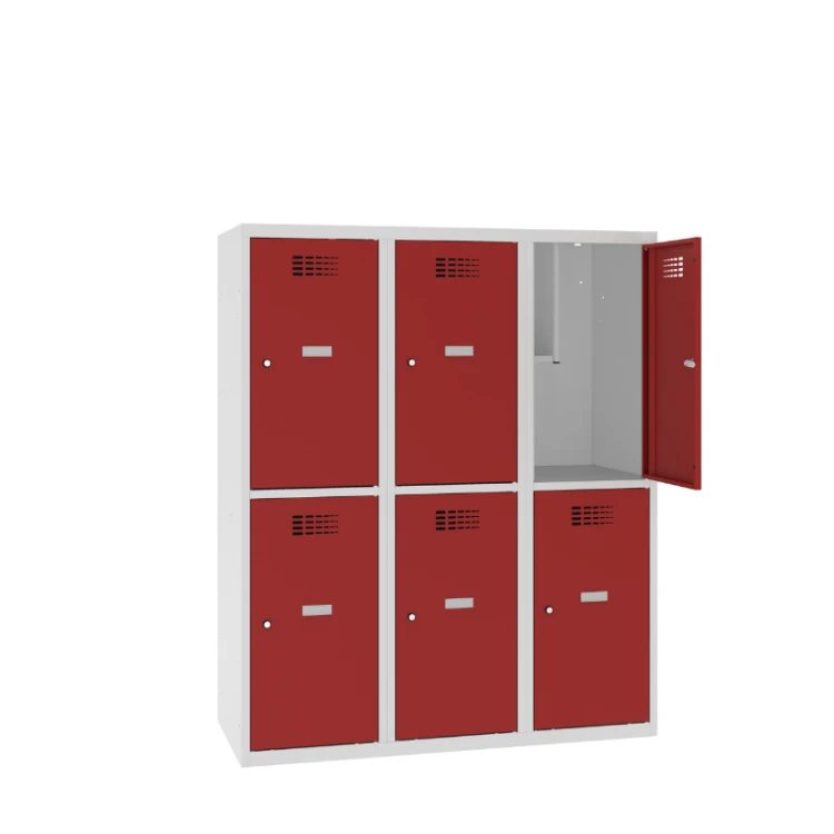 Otwarta metalowa szafka szkolna schowkowa 120 cm MSUS 432S – 6 skrytek, wysokość 1450 mm darmowa dostawa