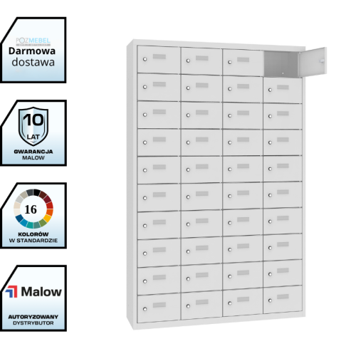 Metalowa szafka śniadaniowa MSUS 3410 Malow – 40 skrytek, czterokolumnowa z darmową dostawą