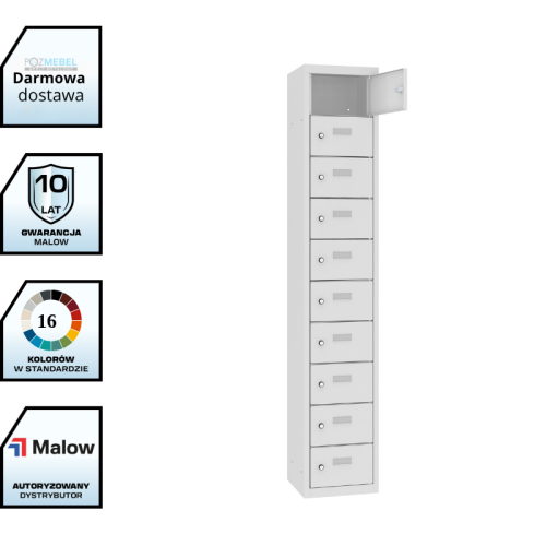 Metalowa szafka śniadaniowa stojąca MSUS 3110 Malow – 10 skrytek, wąska 30 cm z darmową dostawą