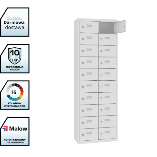 Metalowa szafka śniadaniowa MSUS 3210 Malow – 20 skrytek, dwukolumnowa 30 cm, bez nóżek z darmową dostawą