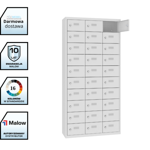 Metalowa szafka śniadaniowa MSUS 3310 Malow – 30 skrytek, trzykolumnowa z darmową dostawą