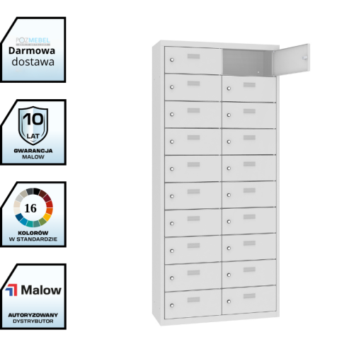 Metalowa szafka śniadaniowa MSUS 4210 Malow – 20 skrytek, dwukolumnowa 80 cm, bez nóżek z darmową dostawą
