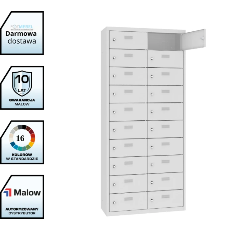 Metalowa szafka śniadaniowa MSUS 4210 Malow – 20 skrytek, dwukolumnowa 80 cm, bez nóżek z darmową dostawą