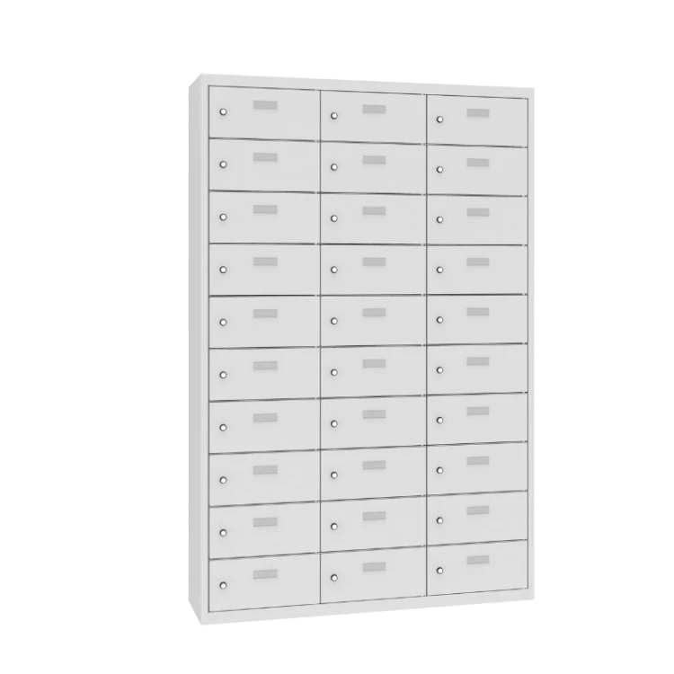 Zamknięta metalowa szafka śniadaniowa MSUS 4310 Malow – 30 skrytek, trzykolumnowa 120 cm, bez nóżek z darmową dostawą