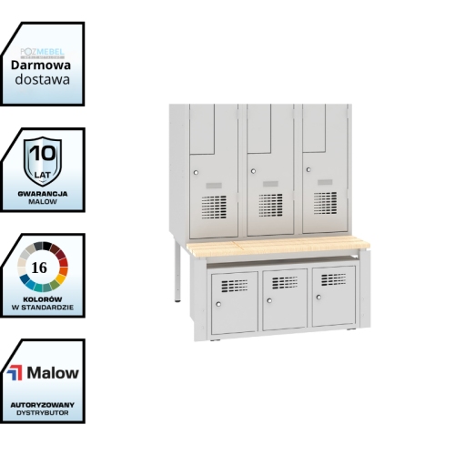 Szafka na buty metalowa SNB 333W Malow – szeroka szafka do szatni pracowniczej i szkolnej z darmową dostawą