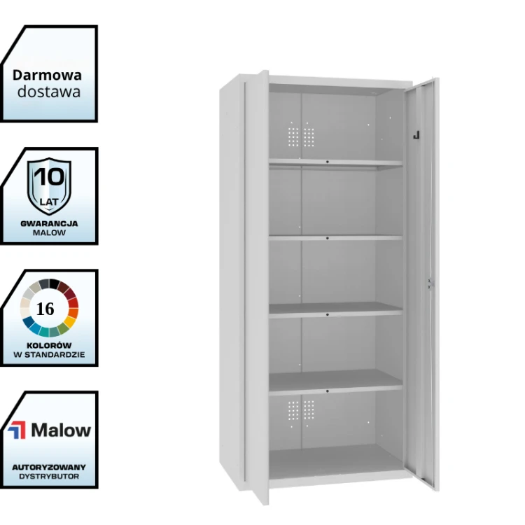 Szeroka metalowa szafa gospodarcza MSU 80 z półkami 1800x800x500 mm z darmową dostawą