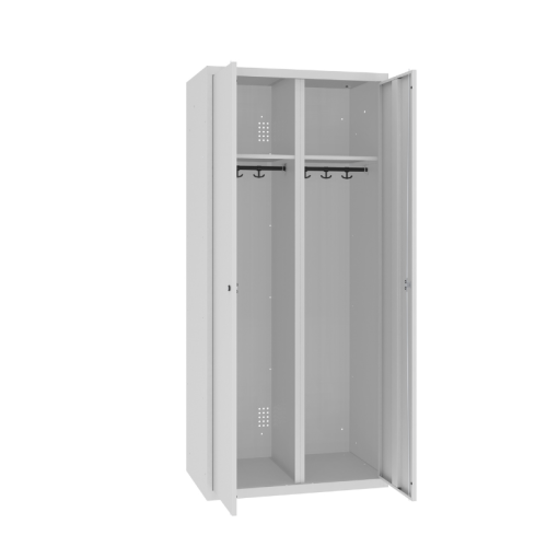 Otwarta szeroka metalowa szafa gospodarcza MSU 83 Malow z dwoma przedziałami ubraniowymi 1800x800x500 mm z darmową dostawą