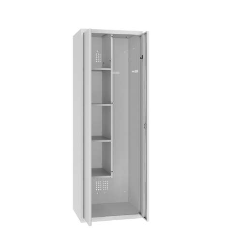 Otwarta popielata szafa gospodarcza MSU 62 na środki czystości od ręki RAL 7035 1800x600x500 mm z darmową dostawą