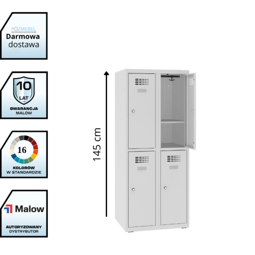 Metalowa szafka szkolna MSUS 322S 60 cm z półką i drążkiem, atestem oraz darmowa dostawa