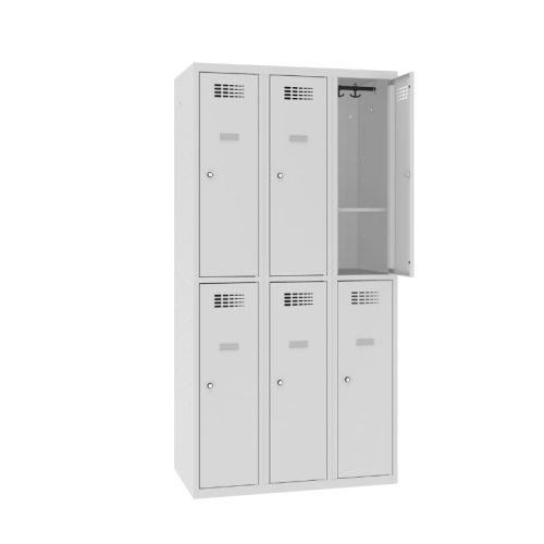 Otwarta metalowa szafka szkolna dla starszych uczniów SUS 332 W z półką 90 cm i atestem - darmowa dostawa
