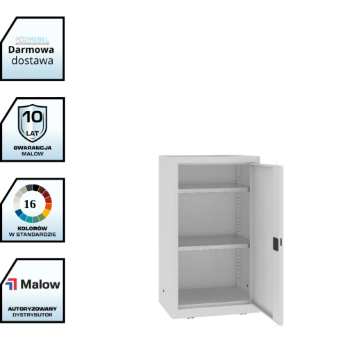 Szafa warsztatowa LMSW 106g W Malow 1040x600x435 mm – niska szafa metalowa z 1 drzwiami i 2 półkami z darmową dostawą