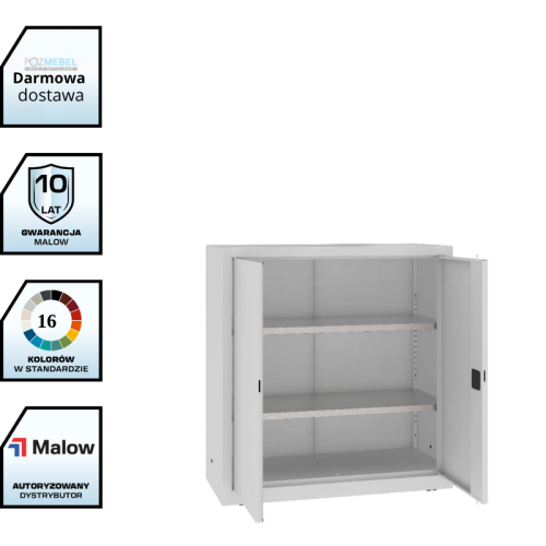 Szafa warsztatowa LMSW 110g Malow 1040x1000x435 mm – niska szafa metalowa dwuskrzydłowa z 2 półkami z darmową dostawą