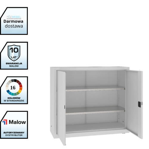 Szafa warsztatowa LMSW 112g Malow 1040x1200x435 mm – niska szeroka szafa metalowa z 2 drzwiami i 2 półkami z darmową dostawą.png