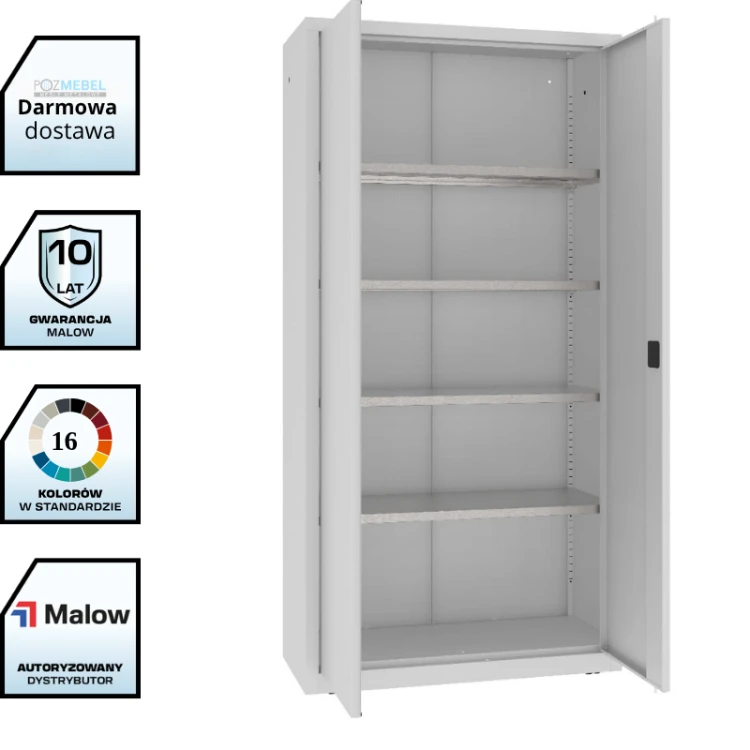 Szafa warsztatowa LMSW 210g Malow 1990x1000x435 mm – wysoka szafa metalowa dwuskrzydłowa z 4 półkami z darmową dostawą