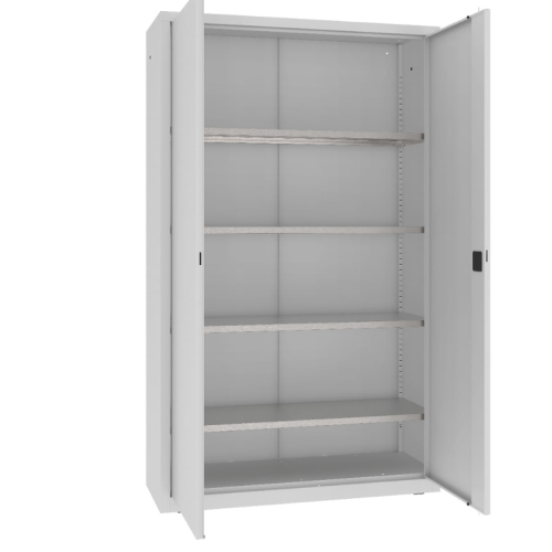 Otwarta szafa warsztatowa LMSW 212g Malow 1990x1200x435 mm – wysoka szeroka szafa metalowa z 2 drzwiami i 4 półkami z darmową dostawą