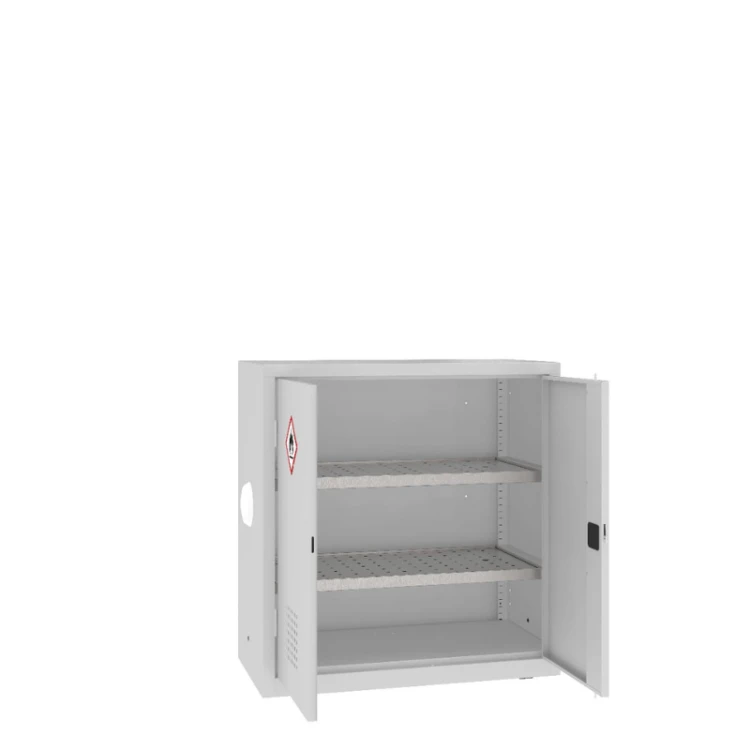 Otwarta szafa warsztatowa na chemikalia MSW110/5-24pa Malow 1040x1000x500 mm – niska szafa metalowa z 2 półko-wanienkami, ociekaczami i anemostatem z darmową dostawą