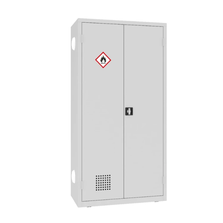 Zamknięta szafa warsztatowa na chemikalia MSW210/5-25pa Malow 1990x1000x500 mm – wysoka szafa metalowa z 4 półko-wanienkami, ociekaczami i 2 anemostatami z darmową dostawą