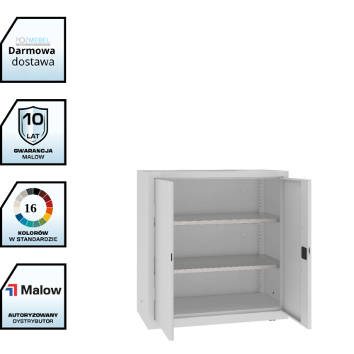 Szafa warsztatowa z półkami MSW110/5-22 Malow 1040x1000x500 mm – niska szafa metalowa z 2 wzmacnianymi półkami ocynkowanymi z darmową dostawą