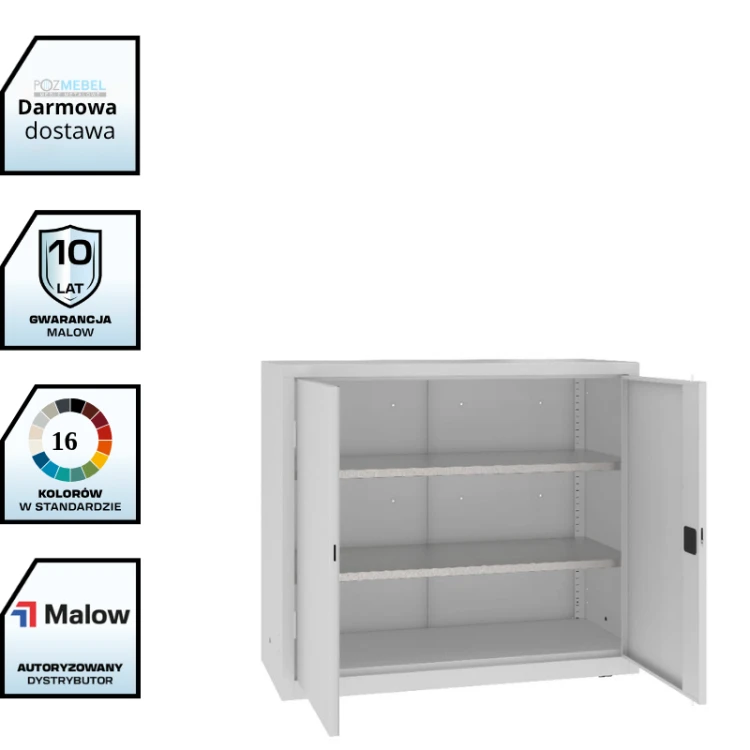 Szafa warsztatowa z półkami MSW112/5-22 Malow 1040x1200x500 mm – niska szeroka szafa metalowa z 2 wzmacnianymi półkami ocynkowanymi z darmową dostawą