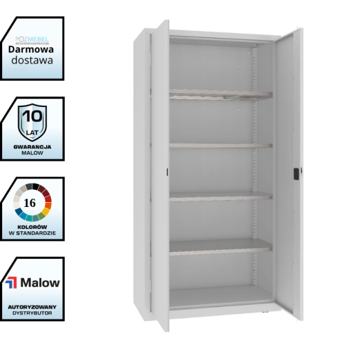 Szafa warsztatowa z półkami MSW210/5-23 Malow 1990x1000x500 mm – wysoka szafa metalowa z 4 wzmacnianymi półkami ocynkowanymi z darmową dostawą