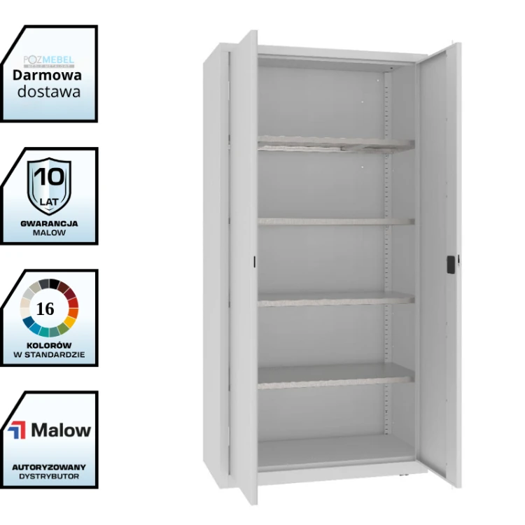 Szafa warsztatowa z półkami MSW210/5-23 Malow 1990x1000x500 mm – wysoka szafa metalowa z 4 wzmacnianymi półkami ocynkowanymi z darmową dostawą