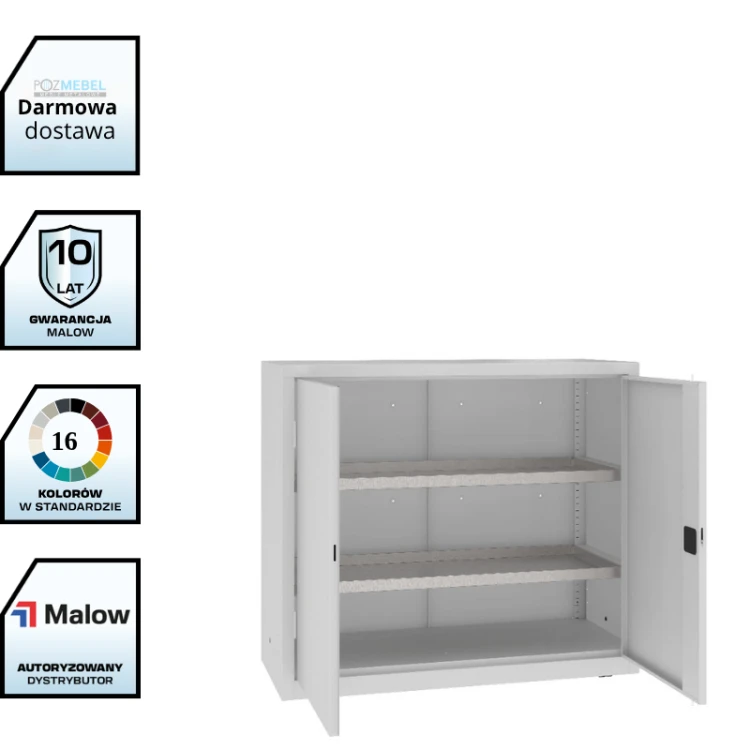 Szafa warsztatowa z półko-wanienkami MSW112/5-19 Malow 1040x1200x500 mm – niska szeroka szafa metalowa z 2 ocynkowanymi półko-wanienkami z darmową dostawą