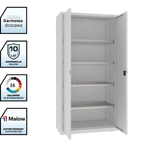 Szafa warsztatowa z półko-wanienkami MSW210/5-20 Malow 1990x1000x500 mm – wysoka szafa metalowa z 4 ocynkowanymi półko-wanienkami z darmową dostawą