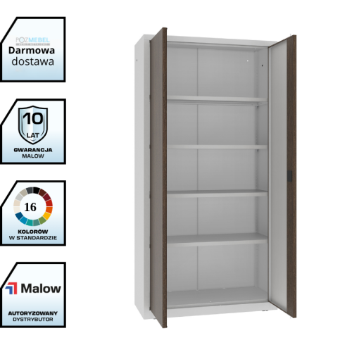 Wysoka szafa na dokumenty z okleiną TEK SBM 203 M Malow 1990x1000x435 mm – metalowa szafa biurowa na akta RODO z darmową dostawą