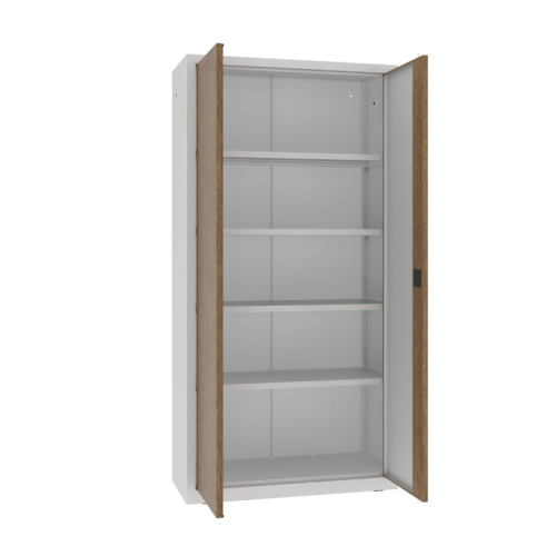 Otwarta wysoka szafa na dokumenty z okleiną DĄB SBM 203 M Malow 1990x1000x435 mm – metalowa szafa biurowa na akta RODO z darmową dostawą