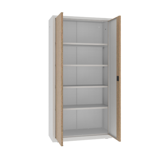 Otwarta wysoka szafa na dokumenty z okleiną Orzech Włoski SBM 203 M Malow 1990x1000x435 mm – metalowa szafa biurowa na akta RODO z darmową dostawą