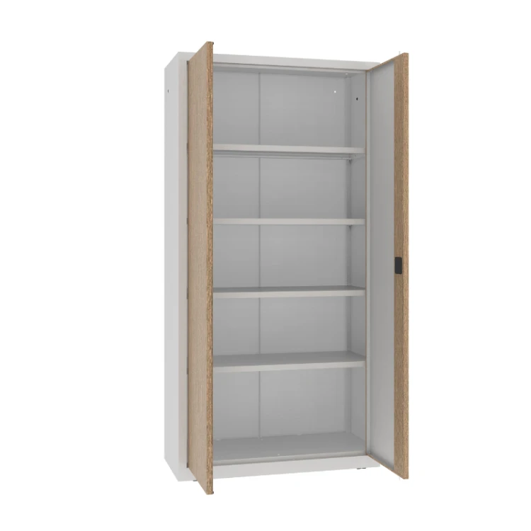Otwarta wysoka szafa na dokumenty z okleiną Orzech Włoski SBM 203 M Malow 1990x1000x435 mm – metalowa szafa biurowa na akta RODO z darmową dostawą