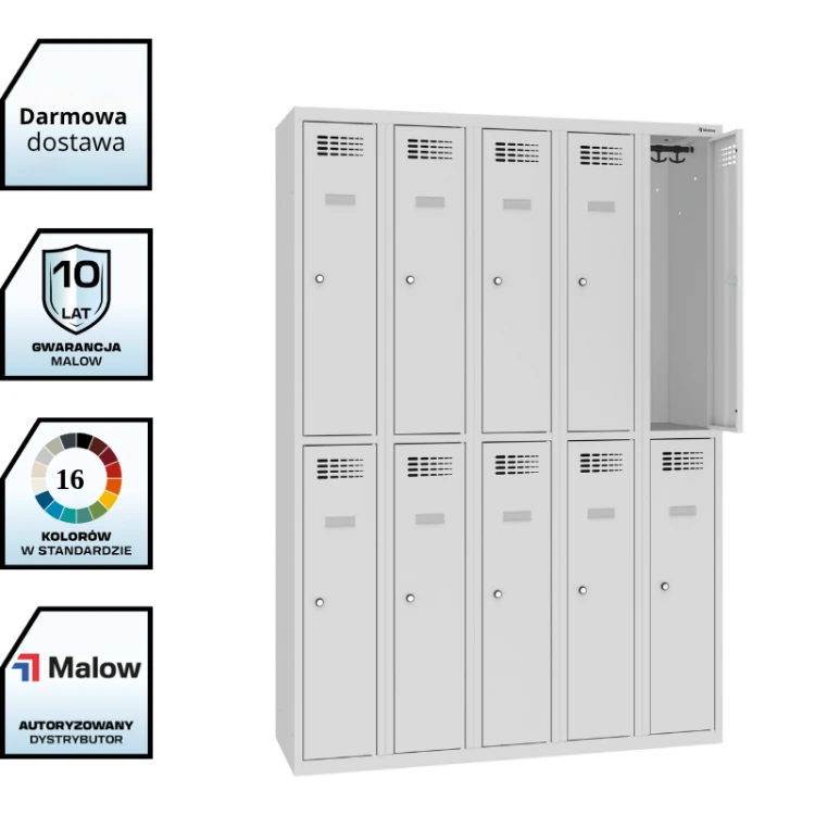 Szafka szkolna skrytkowa MSUS 2552 Malow – 10 skrytek, szerokość komory 250 mm, 1800 x 1250 x 400 mm z darmową dostawą