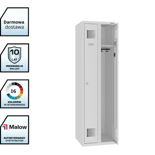 Dwukomorowa szafa szkolna ubraniowa MSUM 2520 Malow – szerokość komory 250 mm, 1800 x 500 x 500 mm z darmową dostawą