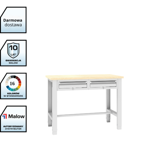 Stół warsztatowy SWT 12/2 1500x620 mm Malow – stół warsztatowy z szufladami z darmowa dostawą.png