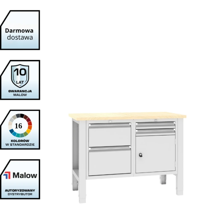 Stół warsztatowy SWT 12/6 1245x620 mm Malow – stół warsztatowy z szafką i 4 szufladami z darmowa dostawą.png