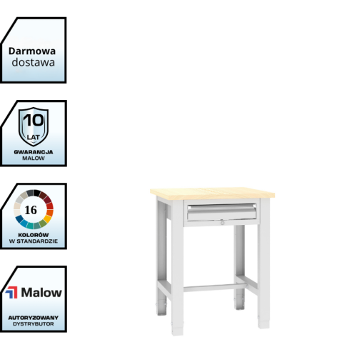 Stół warsztatowy SWT 07/2 725x620 mm Malow – kompaktowy stół warsztatowy z szafką podwieszaną z darmowa dostawą
