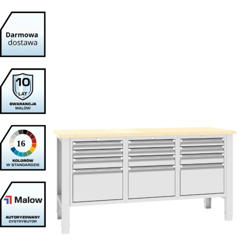 Stół warsztatowy SWT 17/3 1765x620 mm Malow – duży stół warsztatowy z szafką i 2 szufladami z darmowa dostawą.png