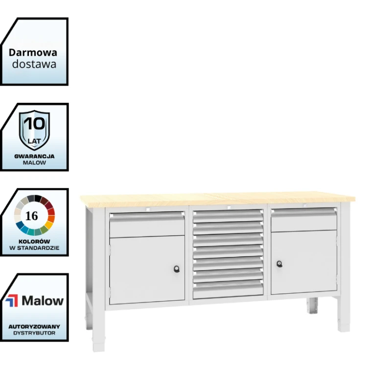 Stół warsztatowy SWT 17/4 1765x620 mm Malow – duży stół warsztatowy z szafką i 5 szufladam i z darmowa dostawą.png