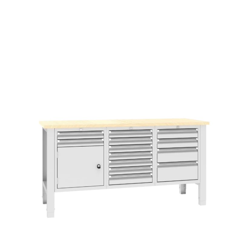 Stół warsztatowy SWT 17/8 1765x620 mm Malow – duży stół warsztatowy z szafką i 13 szufladami