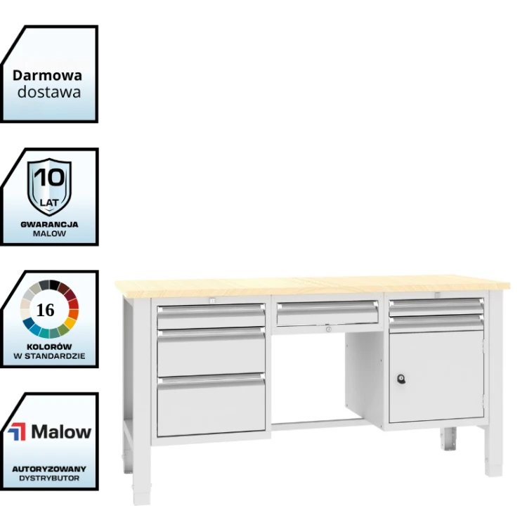 Stół warsztatowy SWT 17/11 1765x620 mm Malow – duży stół warsztatowy z 8 szufladami i półkami z darmowa dostawą.png
