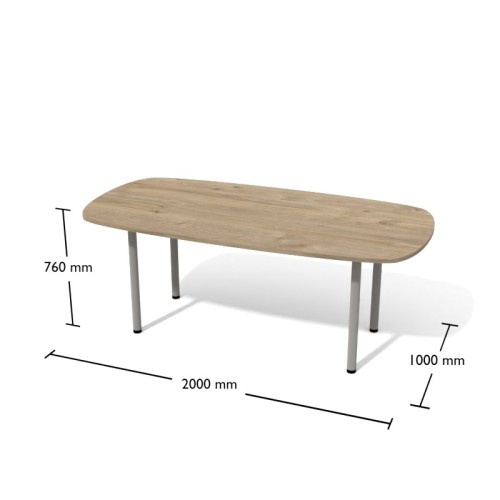 Stół konferencyjny Antrax SKB2 Dąb Coastland / Alu 2000 x 1000 mm